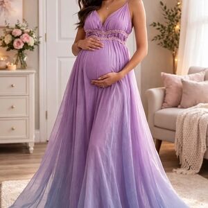 chic Lavender to Periwinkle Ombre Maternity Maxi Dress